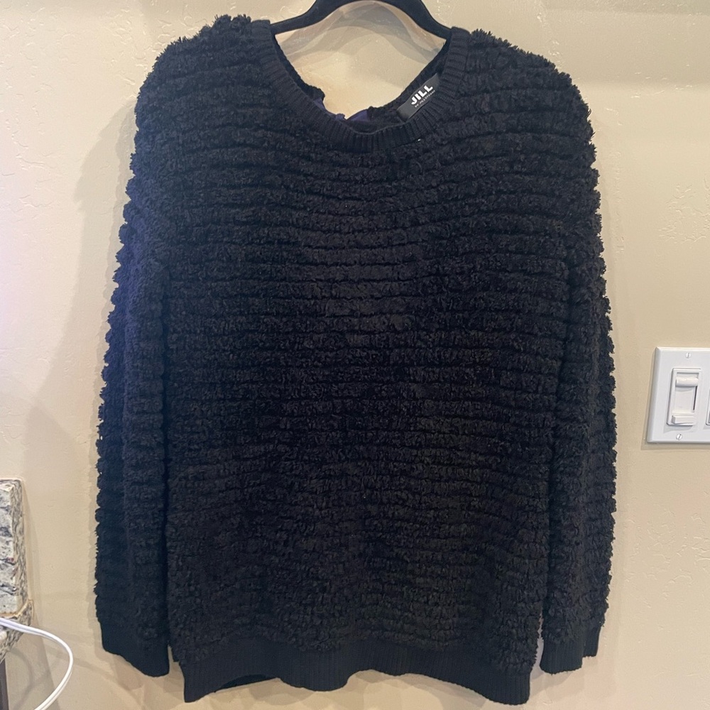 Jill Stuart Black Crew Neck Sweater with Chunky Knit